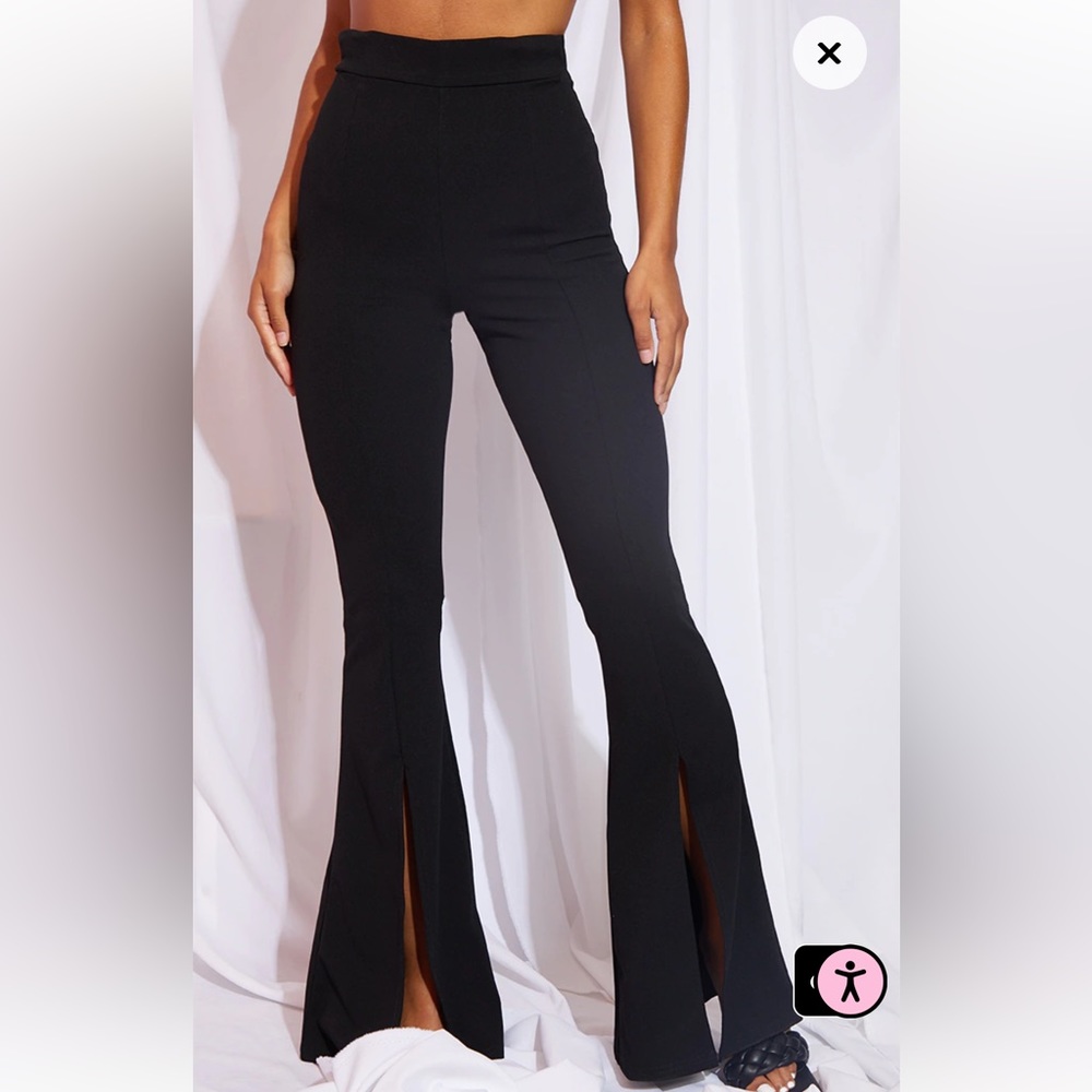 Black Split Hem Flared Pants Never Been Worn - image 1